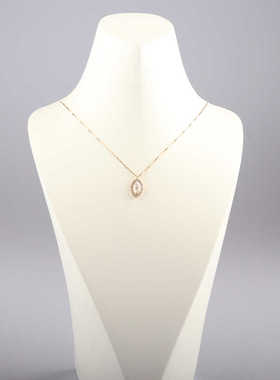 中古95新日本进口商品1克拉马眼形切工钻石K18玫瑰金45cm项链