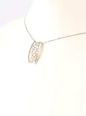 中古95新日本进口商品10颗多彩色钻石项链K18白金37 40cm项链