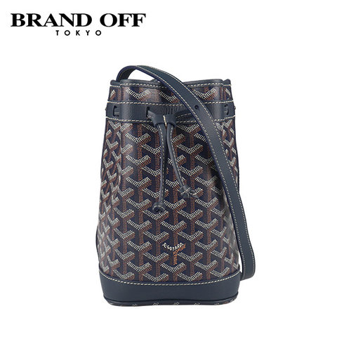 中古95新GOYARD(高雅德)PETIT FLOT 水桶包深蓝色涂层帆布斜挎包 - 图3