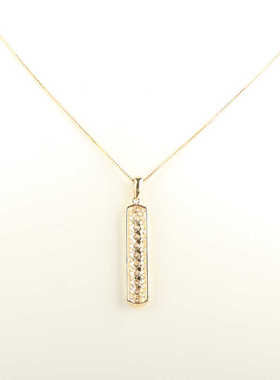 中古95新日本进口商品条形群镶钻石K18黄金45cm项链