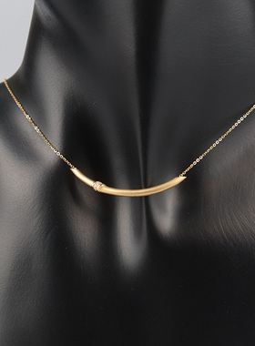 中古95新竹节钻石项链18K黄金47cm