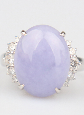 中古95新日本进口商品紫翡钻石戒指铂金90052号