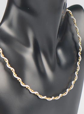 「9.5新」日本进口商品缠绕式钻石项链K18YG/PT85042cm