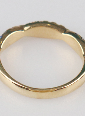 「9.5新」日本进口商品缠绕式蓝宝石钻石戒指K18黄金48号