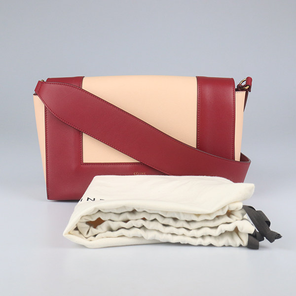 中古8.5新CELINE(赛琳)FRAME红色/米色牛皮中号单肩包180263AQO,淘宝优惠券,粉丝福利购,淘宝优惠卷