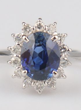 中古95新日本进口商品马达加斯加皇家蓝蓝宝石钻石戒指铂金900