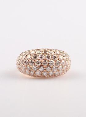 中古95新日本进口商品群镶钻石750玫瑰金51号戒指