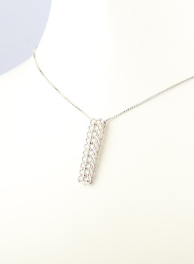 中古95新日本进口商品条形群镶钻石PT900/PT850项链36 40cm