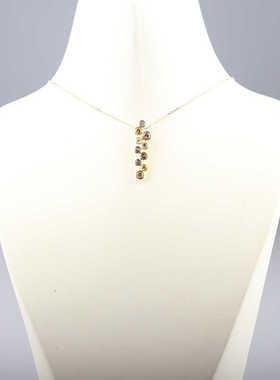 中古95新日本进口商品多彩色蓝宝石K18YG/750YG40 45cm项链