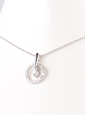 中古95新日本进口商品圈形群镶钻石PT900/PT850项链36 40cm