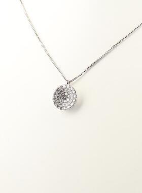 中古95新日本进口商品圆形群镶钻石项链钻石K18黄金46cm项链