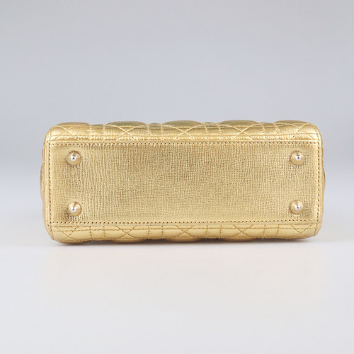 中古9新DIOR(迪奥)LADY DIOR MY ABCDIOR金色牛皮小号斜挎包 - 图1