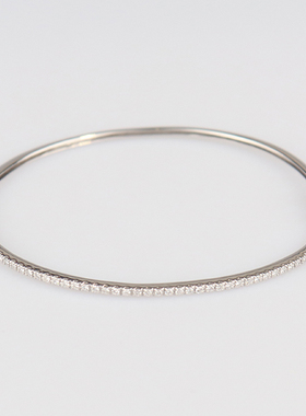 中古95新半圈钻石手镯K18白金19cm