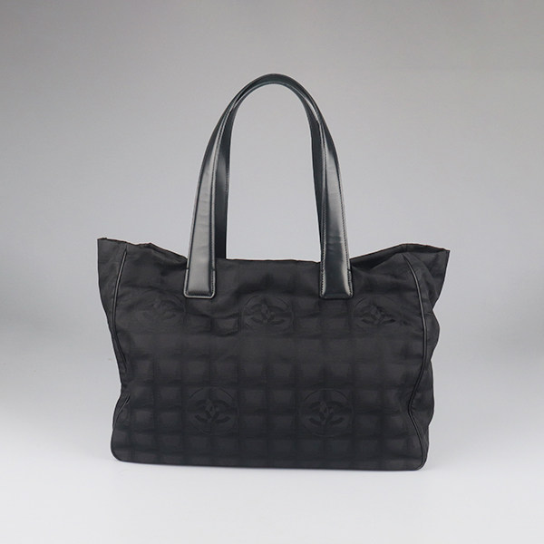 中古VINTAGE新CHANEL(香奈儿)NEW TRAVEL TOTE黑色尼龙托特包,淘宝优惠券,粉丝福利购,淘宝优惠卷