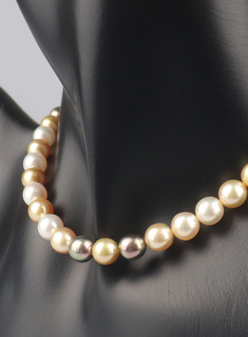 【自营】中古95新TASAKI(塔思琦)海水珍珠串珠项链18K白金43cm
