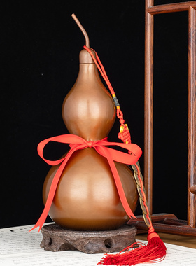 紫铜开口葫芦摆件家用铜葫芦客厅电视柜办公室桌面装饰品铜工艺品