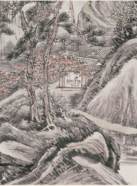 黄宾虹松雪诗意图挂轴复古山水