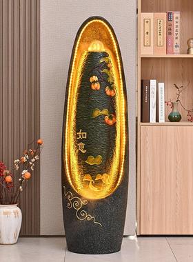 现代假山流水摆件循环水客厅招财落地家庭喷泉加湿器聚财风水轮