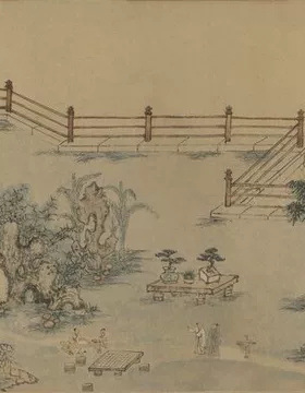 杜琼友松图明代古代名画复制品