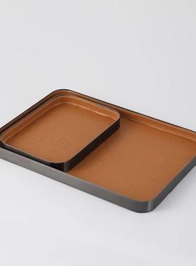 轻豪华风格极简主义皮革香味蜡烛托盘入口存储装饰品桌面高价值珠