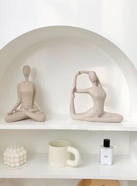 ins北欧风抽象雕塑瑜伽人物桌面艺术装饰摆饰 客厅创意美感线 线