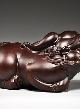 乌木雕花皮绣饰品，一副家居客厅入口店装修开业的新型家居礼品工