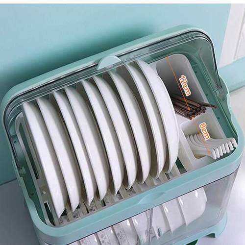 家用多功能特大厨房碗筷餐具收纳盒箱装放碗架沥水带盖双层小碗柜 - 图1