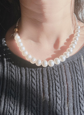 磁力扣人造珍珠气质范项链女