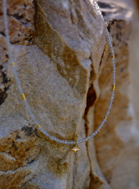 尖晶石小金珠串珠锁骨链女