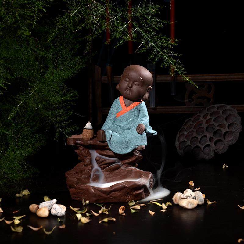 工艺品香炉摆件小和尚紫砂加工创意倒流香炉高山流水茶具配件,淘宝优惠券,粉丝福利购,淘宝优惠卷