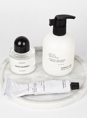 样板间卫生间浴室摆件白色大理石托盘香水护手霜创意搭配组合北欧