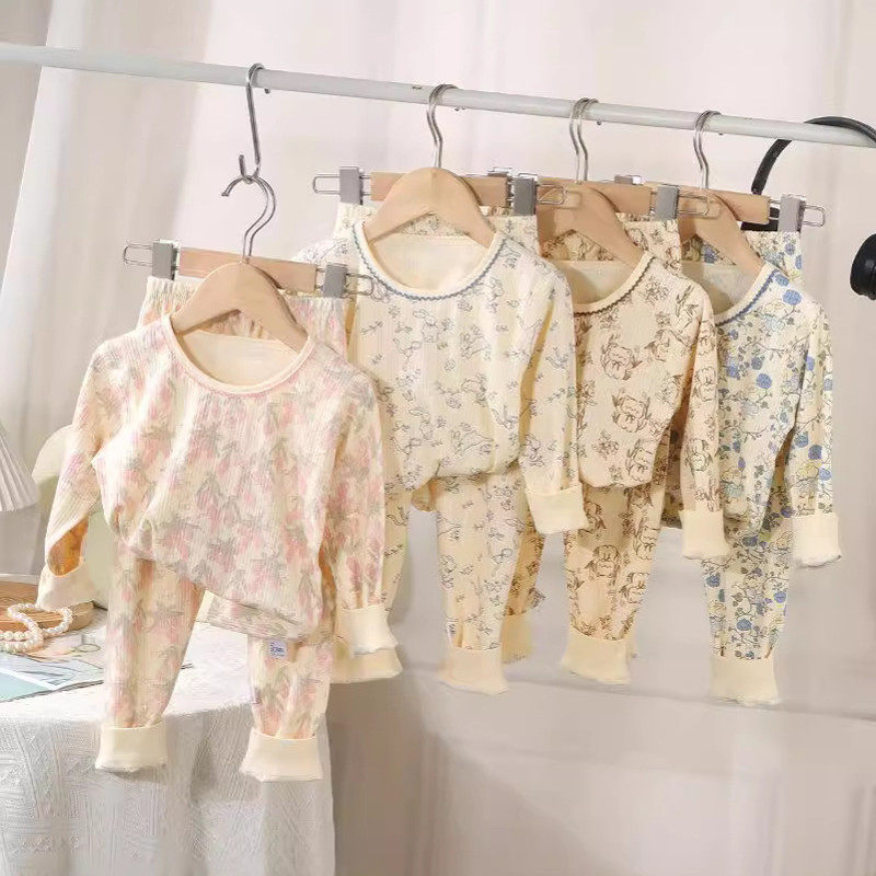 儿童秋衣秋裤无骨竖条棉毛睡衣中大童女孩卡通家居服套装,淘宝优惠券,粉丝福利购,淘宝优惠卷