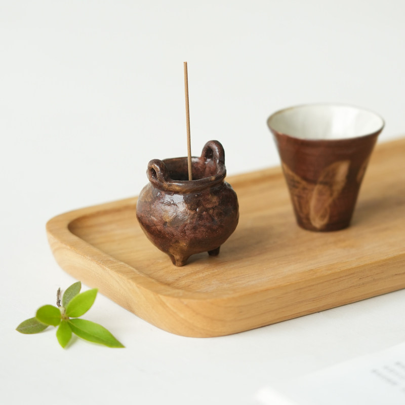 日式手工粗陶小香炉迷你家用室内香熏炉陶瓷三足鼎炉线香道香插炉,淘宝优惠券,粉丝福利购,淘宝优惠卷