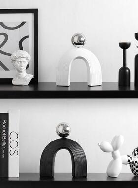 日进斗金高级感小众抽象艺术陶瓷拱门装饰品摆件客厅电视酒柜摆设