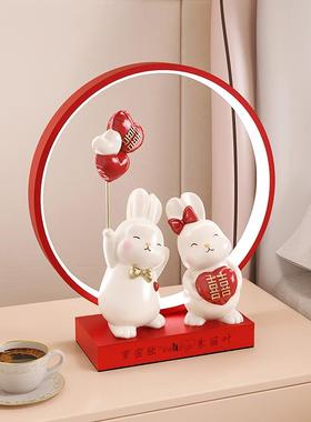 结婚礼物送新人闺蜜实用婚房布置装饰品订婚新婚可爱情侣兔子摆件