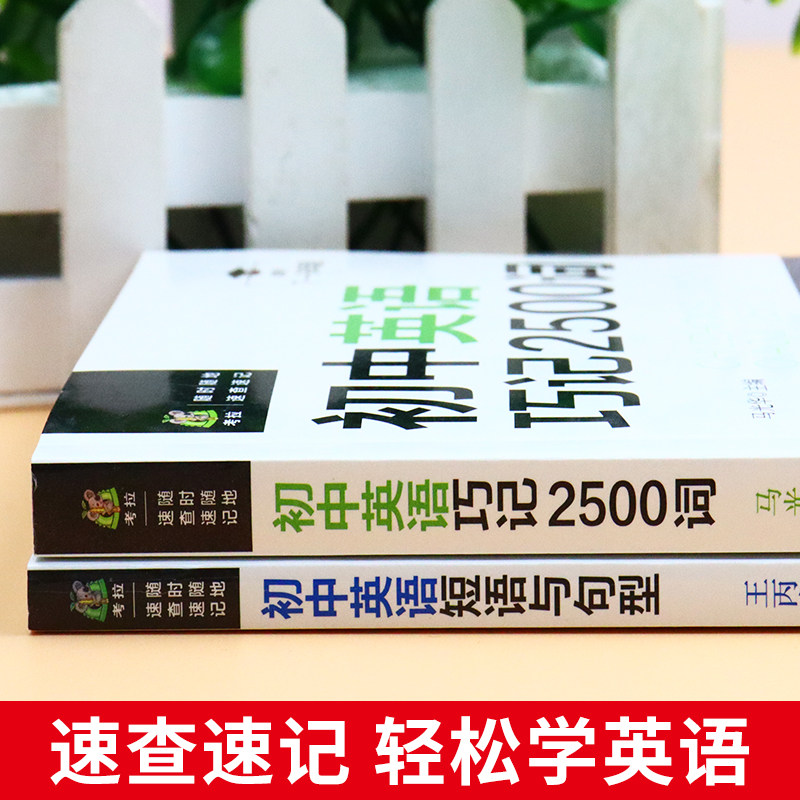 初中英语短语与句型+巧记2500词语法与词汇单词大全初一初二初三复习资料全套七八九年级上册下册中考刷题1500词汇听力专项训练