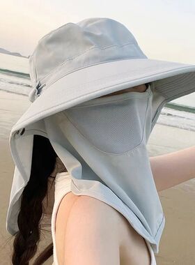 2025新款防晒帽防风防尘护脸护颈女骑车夏季遮阳帽户外工作田
