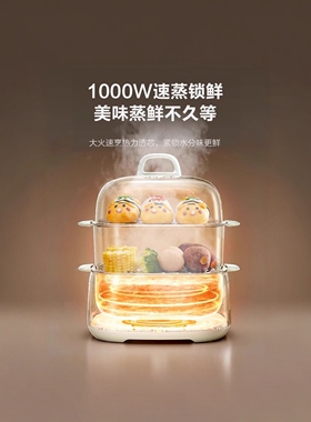 苏泊尔电蒸锅多功能家用三层小型蒸锅家用2026新款蒸煮一体早餐机