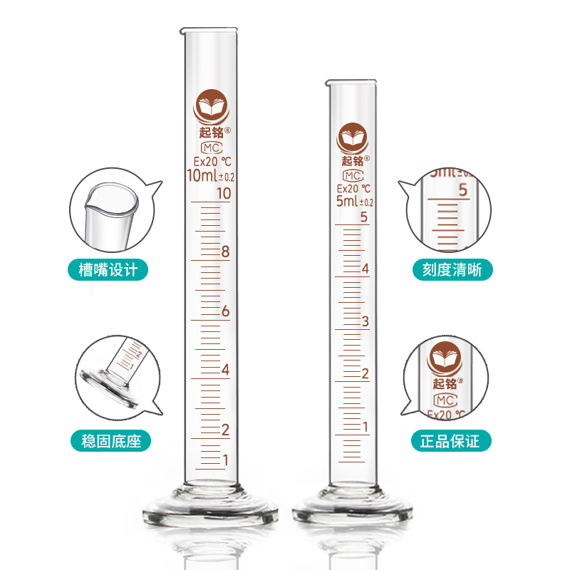 同臻玻璃量筒带刻度直型5 10 25 50 100 250 500 1000 2000ml实验室玻璃器皿用量桶玻璃测量杯 - 图0