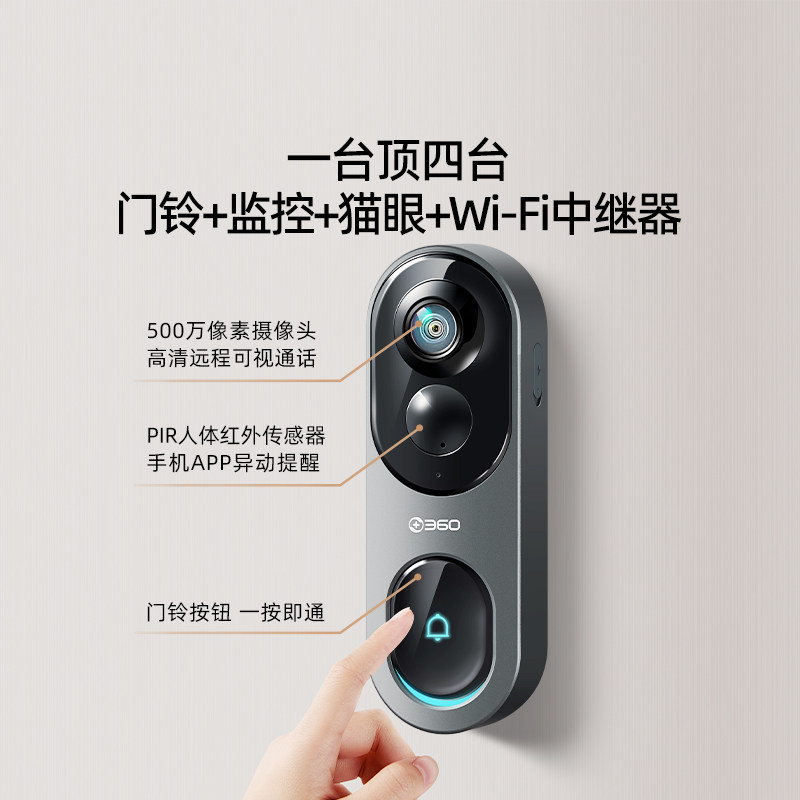 360可视门铃6Pro家用电子猫眼门口入户门智能门铃监控无线摄像头,淘宝优惠券,粉丝福利购,淘宝优惠卷