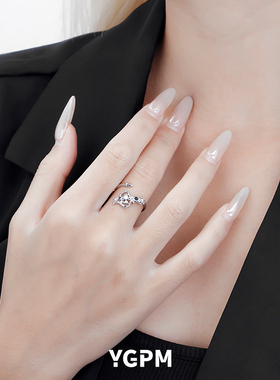 爱心鸢尾花戒指女纯银原创