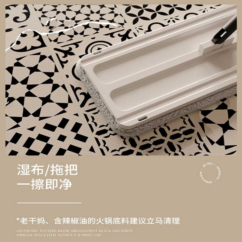 Kitchen retro special floor mat waterproof and oil-proof pu leather mat wipe-free non-slip carpet anti-dirty long foot mat