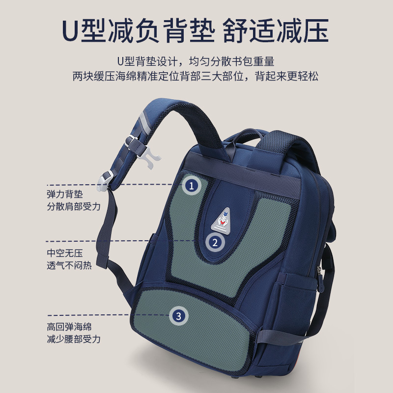 第九城堡小学生书包1-3-6年级男孩大容量儿童轻便减负女生双肩包 - 图1