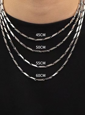 菱形钛钢项链男百搭高级感配饰轻奢不锈钢毛衣链女高级感长款