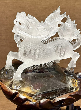 天然水晶麒麟招财祥瑞摆件