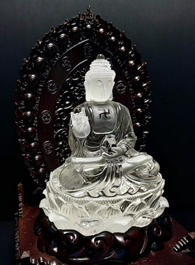 天然白水晶释迦牟尼佛居家摆件