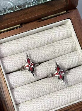 新崩坏长夜月红色十字架戒指动漫游戏小众设计高级感滴胶开口指环