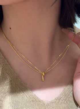 新款s925银镀金流光烁金5G双链项链女ins轻奢百搭精致项链送礼物