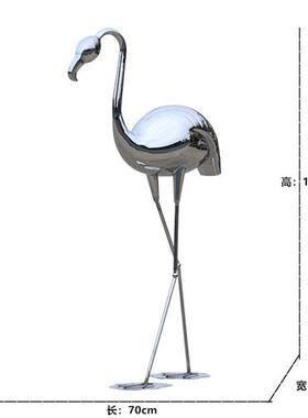 售楼部户外水景不锈钢仙鹤景观雕塑酒店水池金属火烈鸟大型摆件
