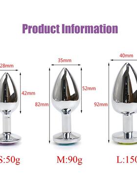 pc Size Anal Plug Round Stainless Steel Crystal Buttplug